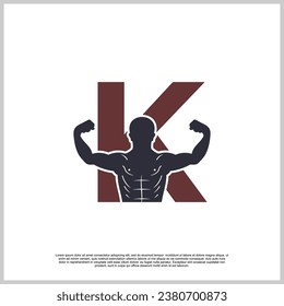 Fitness logo design on letter gym and dumbbell fitness Premium Vector