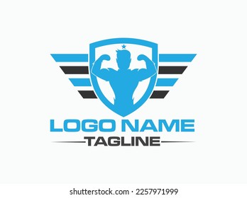 Fitness logo design. physical exercise. Gym logo. Fitness center. Power. Sports. Star. Bodybuilder. Icon