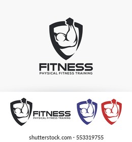 Fitness logo design. Sport, Workout and Gym logo concept. Vector logo template