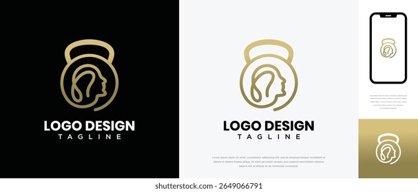 fitness logo design template human head. fitness human logo icon