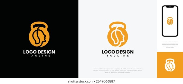 fitness logo design template human head. fitness human logo icon