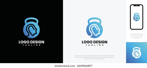 fitness logo design template human head. fitness human logo icon