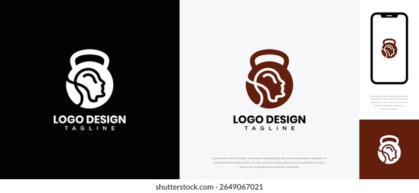fitness logo design template human head. fitness human logo icon