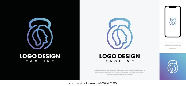 fitness logo design template human head. fitness human logo icon