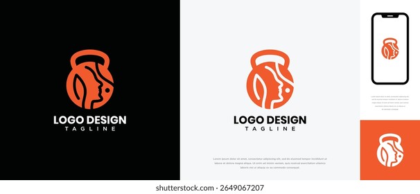 fitness logo design template human head. fitness human logo icon