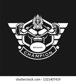 Fitness logo design vector template with using robot icon
