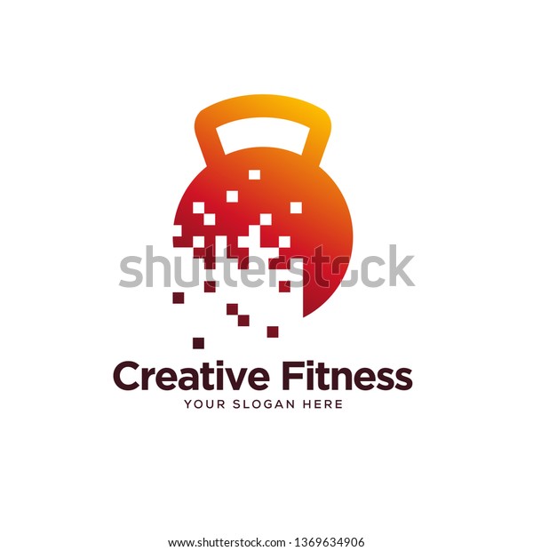 Fitness Logo Designs Concept Minimalist Pixel Stock Vector