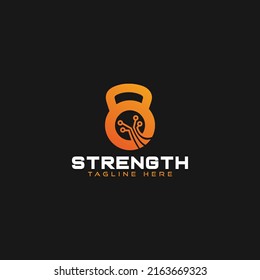 Concepto de diseño de logotipo de fitness con tecnología creativa