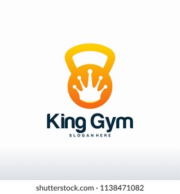 Fitness logo designs vector, King Gym logo vector illustration