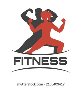 Fitness Logo Emblem Posing Man Woman Stock Vector (Royalty Free ...