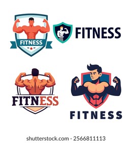 Fitness logo featuring muscular figures for gym, workout, and health-focused branding