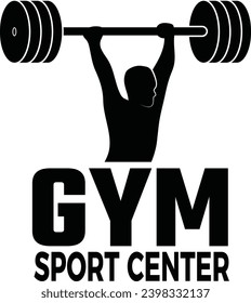 Fitness logo for gym with  exercising athletic black and white, vector illustration