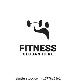 Fitness Logo With an Icon of a Person Lifting a Barbell With One Hand