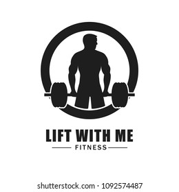 Fitness logo isolated on white background. Trendy fitness logo for web site, label, poster, placard, t shirt and banner. Useful for ads, flyer and wallpaper. Creative art concept, vector illustration