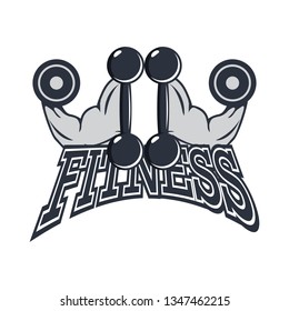 fitness logo isolated on white background, vector illustration