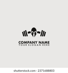 Fitness logo with knight flat concept. Vintage retro style. Gym and sport symbol.