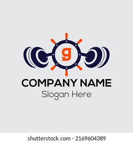 Fitness Logo On Letter 9. Gym and Fitness 9 Letter Sign Vector Template