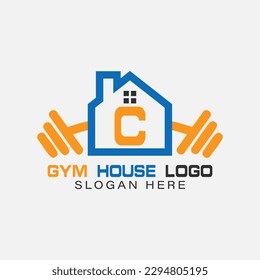 Fitness Logo On Letter C Gym and Fitness Home C Letter Sign Vector Template