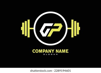 Logo De Fitness En Letra GP. Plantilla de vectores de señas de letras GP Gym and Fitness.