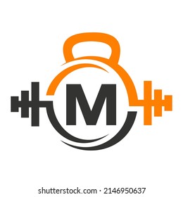 Fitness Logo On Letter M Gym Stock Vector (Royalty Free) 2146950637 ...