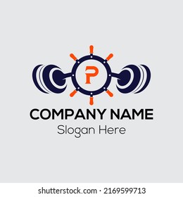 Fitness Logo On Letter P. Gym and Fitness P Letter Sign Vector Template