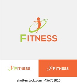 Fitness Logo Orange color Design Template 
