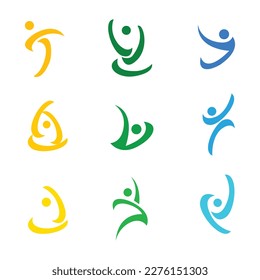 fitness, logo, people, active, symbol, health, sport, wellness, yoga and body vector