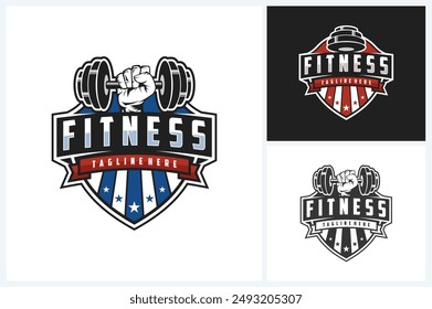 Fitness logo sport design template, gym sport emblem vector, fitness logo badge design vector illustration