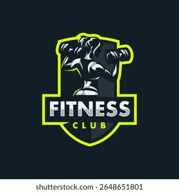 Logotipo de Fitness com mulheres fortes com Barbell