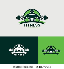 Fitness logo template flat style