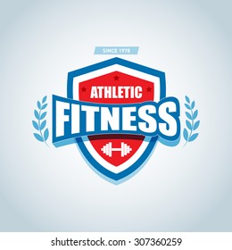 Fitness logo template. Gym club logotype. Sport Fitness club creative concept. 