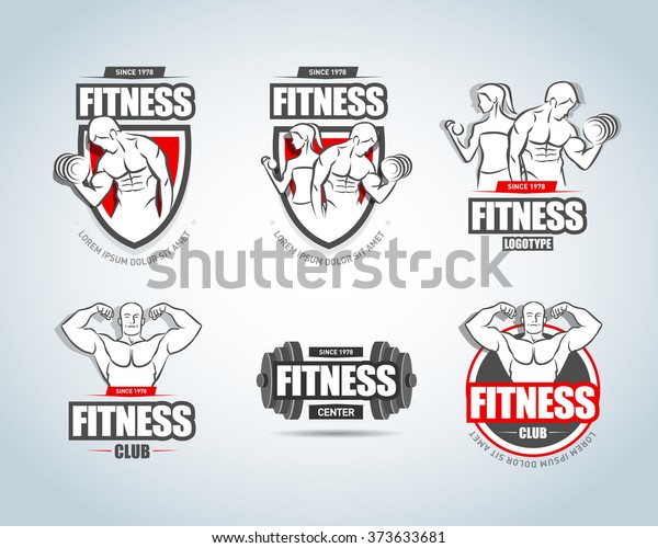 Fitness Logo Templates Set Gym Club Stock Vector Royalty Free