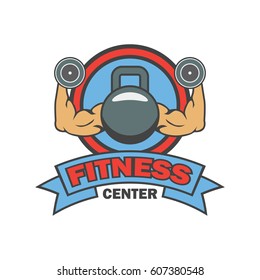 fitness logo with text space for your slogan / tagline, vector illustration