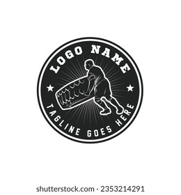 Fitness logo, Tyre lifting vector, color sketch of super fit man lifting big tire for exercise, Tire lifting man silhouette