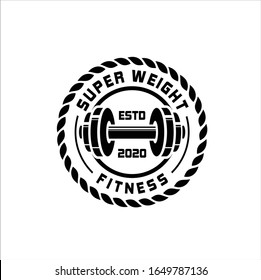 Fitness Logos Templates. Vector object and Icons for Sport Labels, Gym Badges Woman and Man Silhouettes, Barbell and Weight Symbols, luxury logo fitness