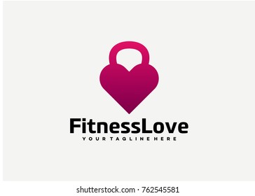 Fitness Love Logo Template Design. Creative Vector Emblem for Icon or Design Concept