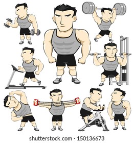 Fitness Man Activities Pack Cartoon