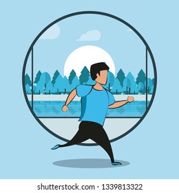 Fitness man in the city park