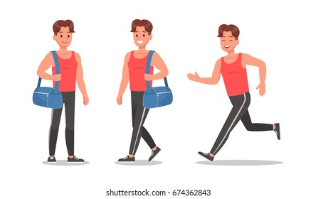 Fitness man doing exercise character vector design. Healthy lifestyle