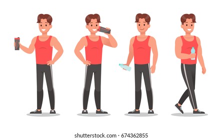 Fitness man doing exercise character vector design. Healthy lifestyle