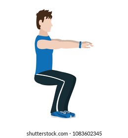 fitness man doing squarts training