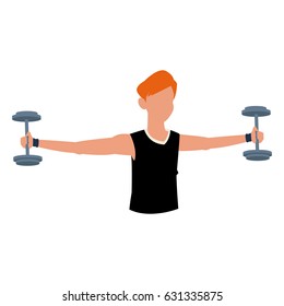 fitness man dumbbell workout hard