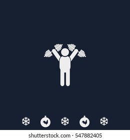 Fitness man holding dumbbells.