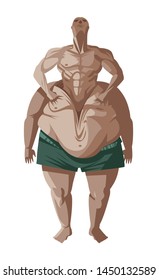 fitness man leaving a fat obese body