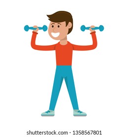 Fitness man lifting dumbbells