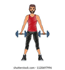 Fitness man lifting weights