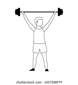 Fitness man lifting weights avatar vector illustration graphic design