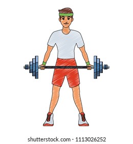 Fitness man lifting weights scribble