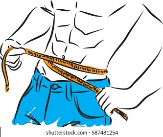 Fitness Man Losing Weight Illustration