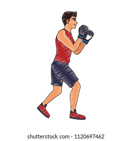 Fitness man practicing boxing